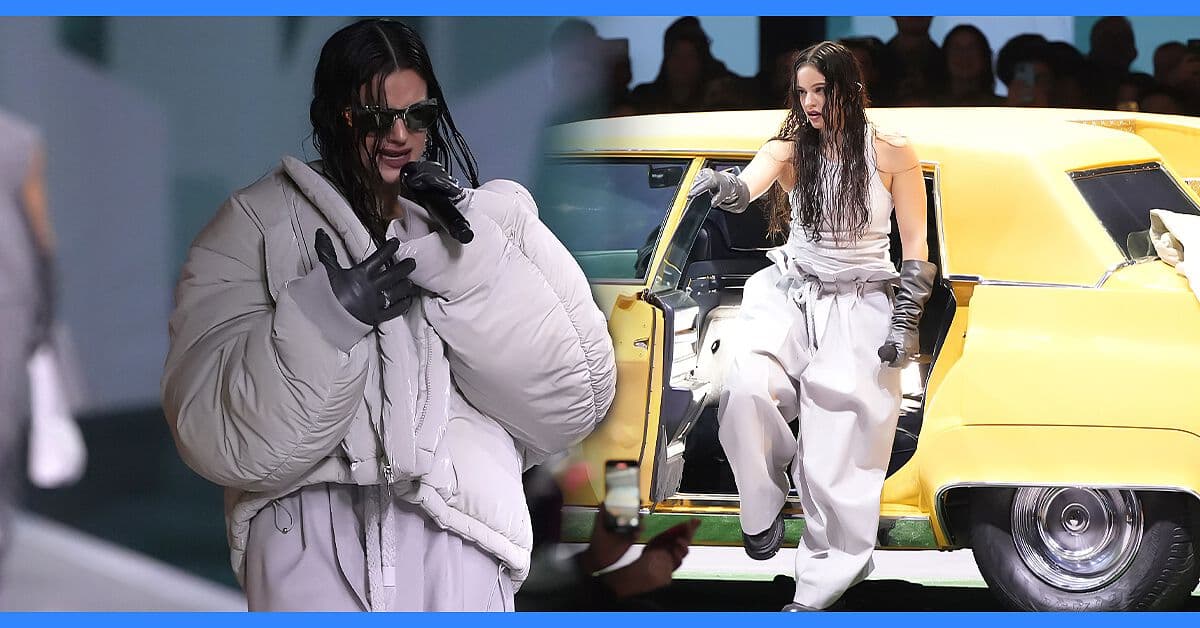 Rosalía cantó arriba de una camioneta en el desfile de Luis Vuitton en Paris