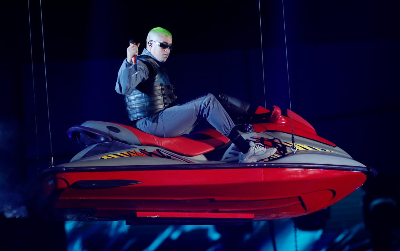 Bad Bunny performs a medley at the Billboard Latin Music Awards on Thursday, April 25, 2019, at the Mandalay Bay Events Center in Las Vegas. (Photo by Eric Jamison/Invision/AP)