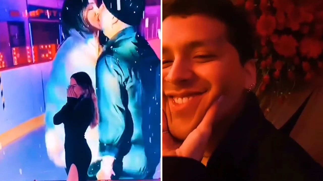 La reacción de Belinda al ver la emotiva sorpresa que le preparó Nodal en su primer aniversario