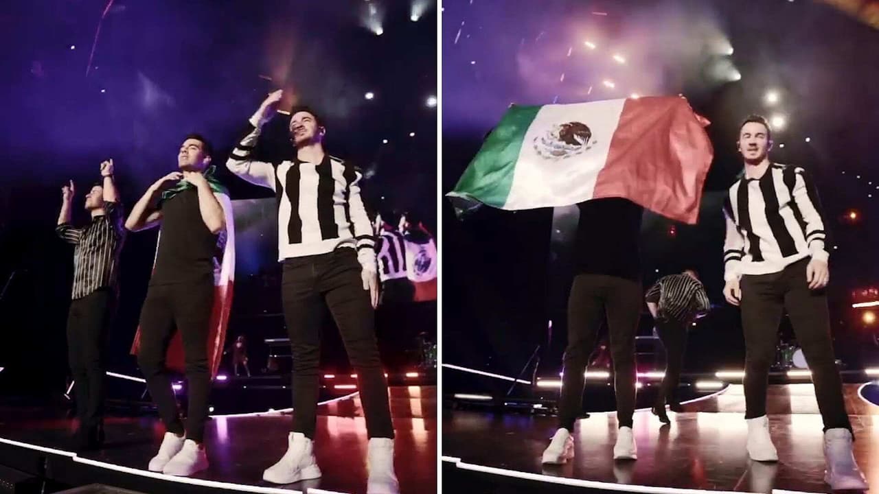 Jonas Brothers muestran su amor por México al levantar con orgullo la bandera tricolor