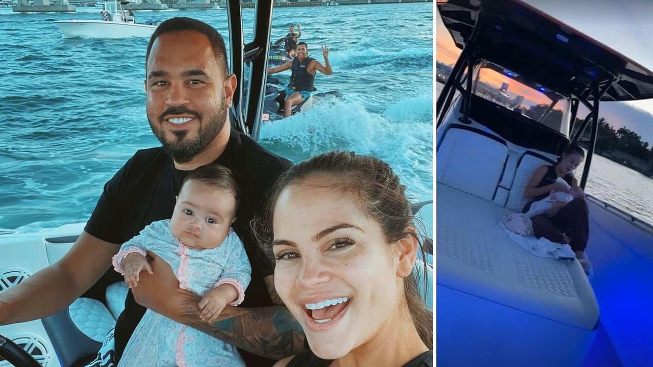 La bebita de Natti Natasha viaja por primera vez en lujoso yate a casi tres meses de haber nacido