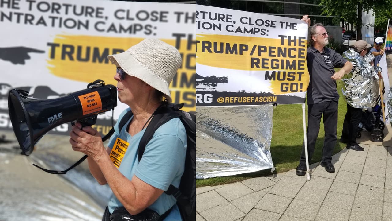 En fotos: protestan contra visita de Mike Pence a Atlanta